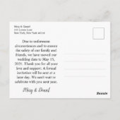 Wijzig onze datum | Huwelijksuitstel kalligrafie Briefkaart (Achterkant)