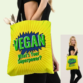 Wijzig tekst Vegan Uw Superpower Comic Style Tekst Draagtas