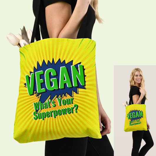 Wijzig tekst Vegan Uw Superpower Comic Style Tekst Draagtas