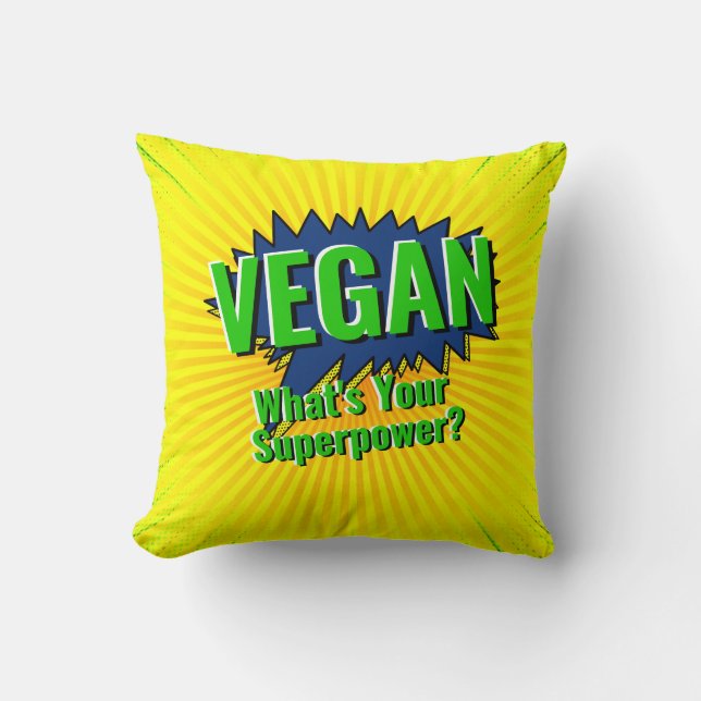 Wijzig tekst Vegan Uw Superpower Comic Style Tekst Kussen (Voorkant)