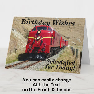Wijzig tekst Voeg namen Steam Train Happy Birthday Kaart