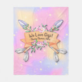 Wijzig tekst Voeg namen toe Boho Bloempijlen Pinks Fleece Deken (Voorkant)