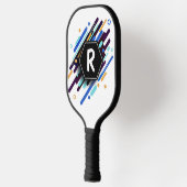 Wijzigen in een Initiaal op blauwe strepen Pickleball Paddle (Links)