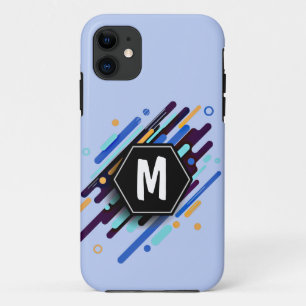 Wijzigen in elk Initiaal, blauwe verfstreepjes iPhone 11 Hoesje