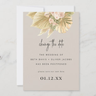 Wijzigen Stel de datum uit Boho Pampas Palm Floral Save The Date