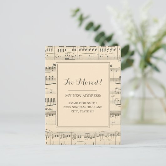 Wijziging adres  Antiek vel muziek Briefkaart (Staand voorkant)