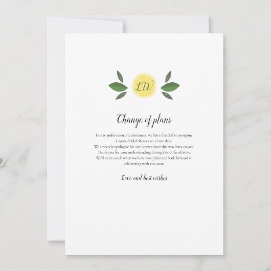 Wijziging datum Vrijgezellenfeest uitgestelde kaar Kaart (Achterkant)