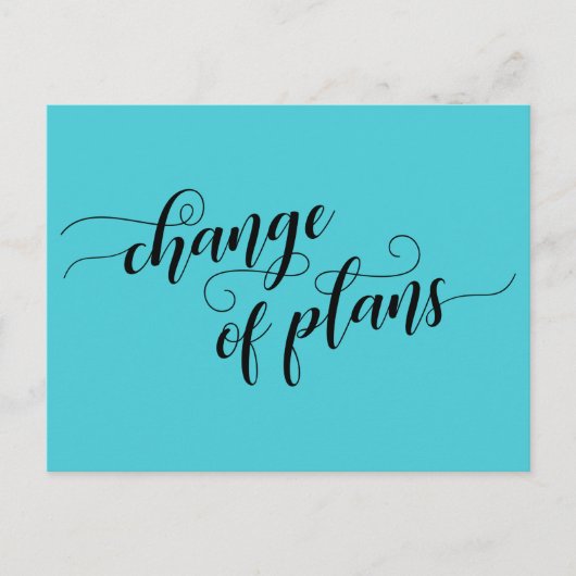 Wijziging plannen Turquoise Postponed Wedding Briefkaart (Voorkant)