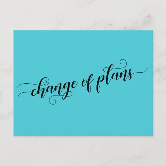 Wijziging plannen Turquoise Postponed Wedding Briefkaart (Voorkant)