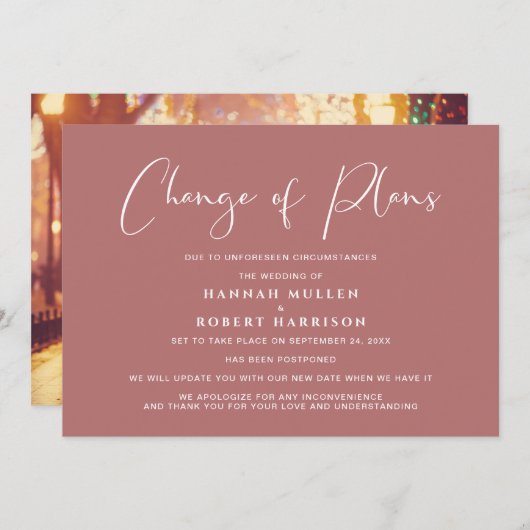 Wijziging plannen Uitstel foto Marsala Aankondiging (Voorkant / Achterkant)