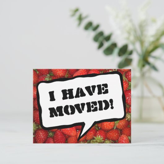 Wijziging van adres briefkaarten met aardbeien afb (Staand voorkant)