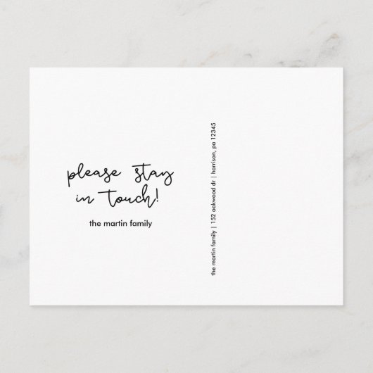 Wijziging van adreskaartenontwerp zwart-wit aankondigingskaart (Achterkant)