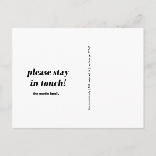 Wijziging van adreskaartenontwerp zwart-wit aankondigingskaart (Achterkant)