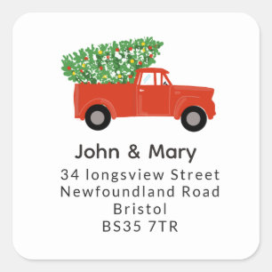 Wijziging van de adressticker kerstboom vierkante sticker