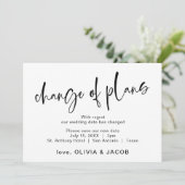 Wijziging van de plannen | Modern zwart en wit Save The Date (Staand voorkant)