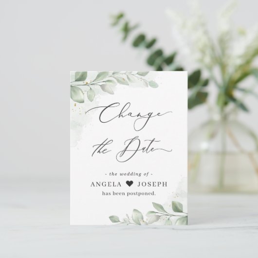 Wijziging van het datumplan Eucalyptus Greenery Su Briefkaart (Staand voorkant)