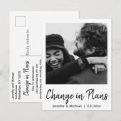 wijziging van plan,modern handschrift schrift,huwe aankondigingskaart (Voorkant / Achterkant)