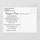 wijziging van plan,modern handschrift schrift,huwe aankondigingskaart (Achterkant)