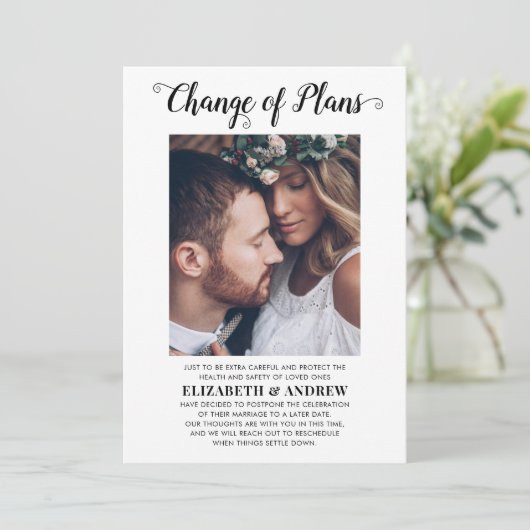 Wijziging van plannen Datum Foto bruiloft uitstel Aankondiging (Staand voorkant)