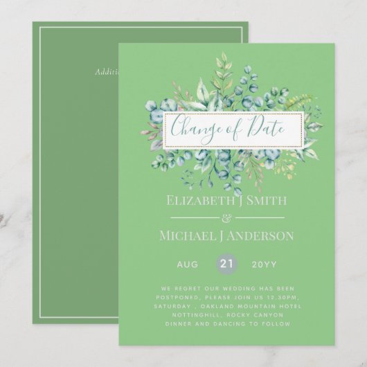 Wijziging van plannen Datum Greenery Eucalyptus Ev (Voorkant / Achterkant)