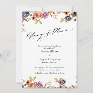 Wijziging van plannen Floral Vertraagde Wedding Up Kaart