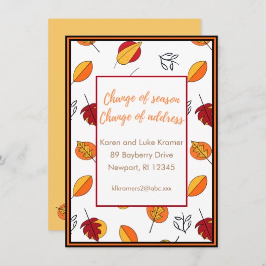 Wijziging van Seizoenswijziging Aankondiging adres (Voorkant / Achterkant)