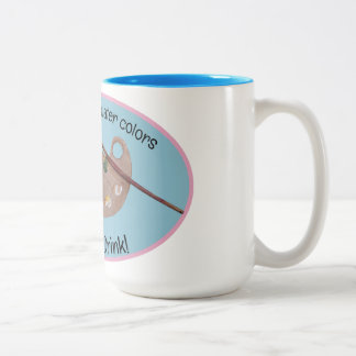 Wikkel dit om een potje voor je borstels, artieste tweekleurige koffiemok