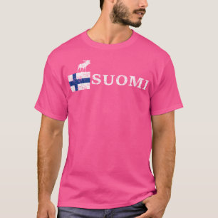 Wikstroem Finland Moose Vlag Suomi Gebruikte look T-shirt