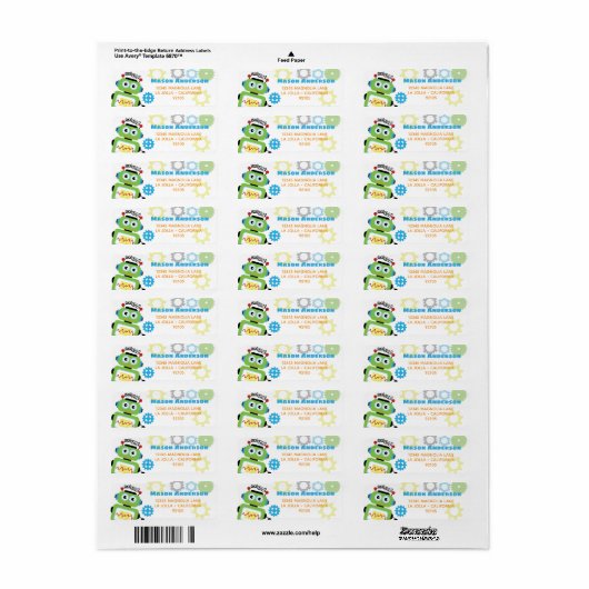 Wil-Bot Robot - Retouradreslabel Etiket (Full Sheet)