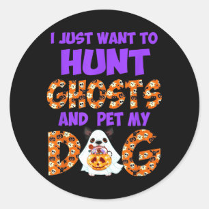 Wil jagen op spoken en mijn hond aaien Cute Hallow Ronde Sticker