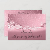 Wil je bruidsmeisje glitter oceaan Roos roze Kaart (Voorkant / Achterkant)