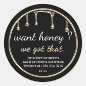 Wil je honing? Gouden honing druppels Zwart Label (Voorkant)