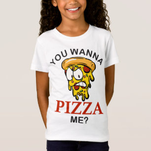 Wil je me een gekke plak, grappige pizza laten ete t-shirt