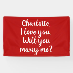 Wil je me trouwen, een rood huwelijksvoorstel? spandoek