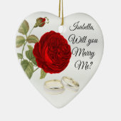 Wil je me trouwen? | Rood Rose Keramisch Ornament (Rechts)