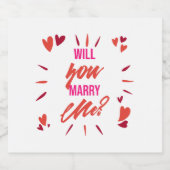 Wil je me trouwen? sparkling wijnetiket (Enkel label)