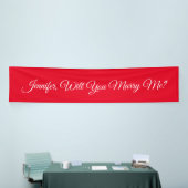 Wil je me trouwen? Witte Script-tekst, rood Spandoek (Beurs)