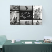 Wil je met me trouwen 6 foto zwart-wit collage spandoek (Beurs)