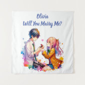 Wil je met me trouwen | Anime Huwelijksaanzoek  Wandkleed (Voorkant)
