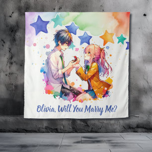 Wil je met me trouwen Anime Huwelijksaanzoek Wandkleed