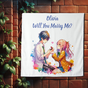 Wil je met me trouwen Anime Huwelijksaanzoek Wandkleed
