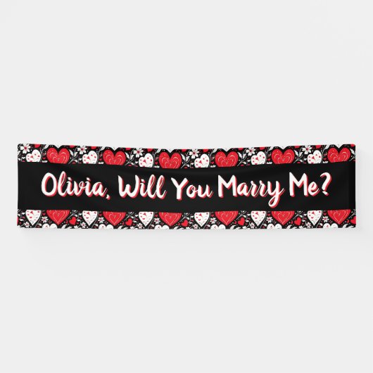 Wil je met me trouwen, gepersonaliseerd voorstel spandoek (Horizontaal)