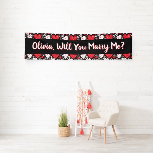 Wil je met me trouwen, gepersonaliseerd voorstel spandoek (Insitu)