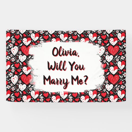 Wil je met me trouwen, gepersonaliseerd voorstel spandoek (Horizontaal)