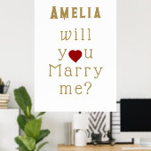 Wil je met me trouwen Hart Rode Romantische Huweli Poster (Thuiskantoor)