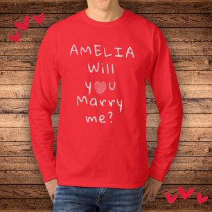 Wil je met me trouwen, Heart Red Romantic Voorstel T-shirt