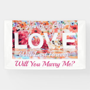 Wil je met me trouwen? Liefde Foto, Naam & Bericht Spandoek