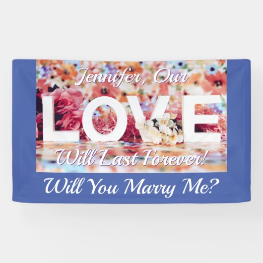 Wil je met me trouwen? Love Photo Name Message Med Spandoek (Horizontaal)