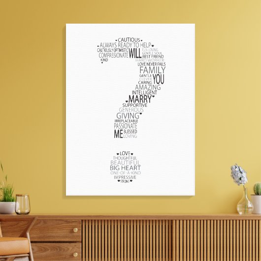 Wil je met me trouwen typografie? canvas afdruk (Insitu (Woonkamer))