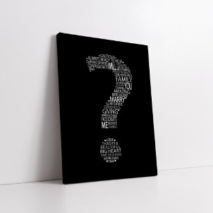 Wil je met me trouwen Typografie Zwart-wit Canvas Afdruk
